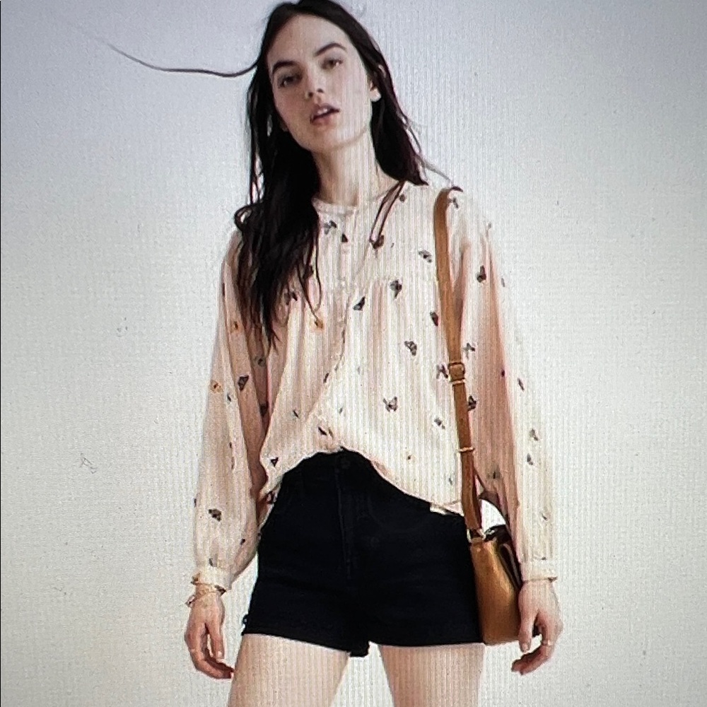 Madewell Butterfly Breeze Balloon-Sleeve Peasant Top